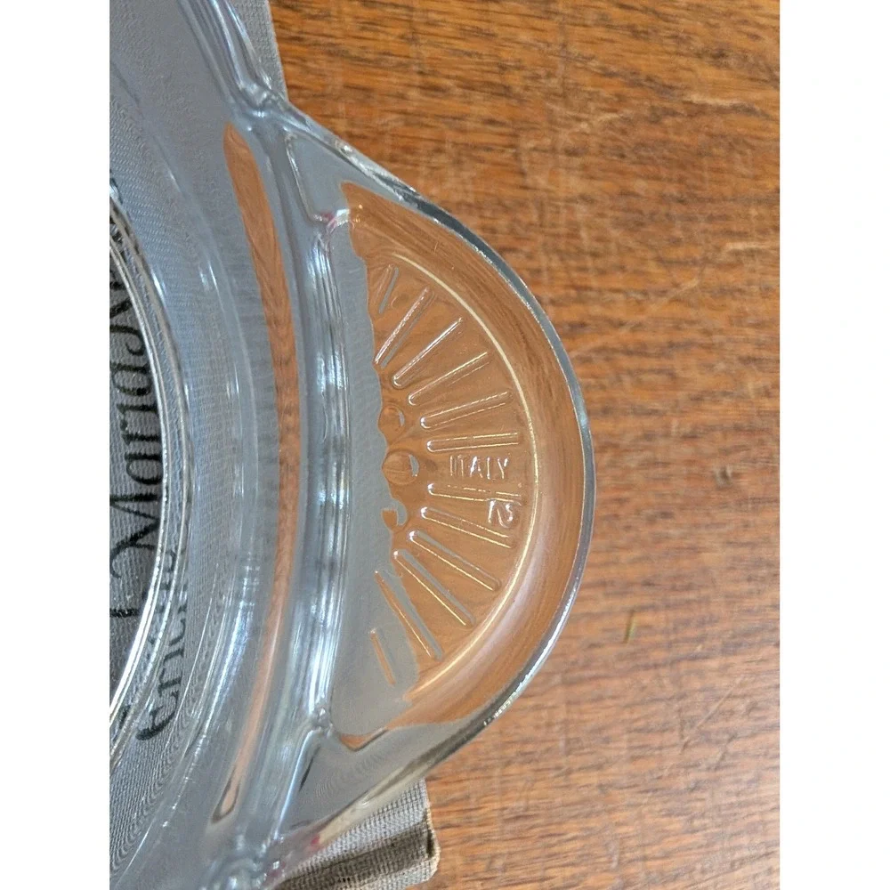 Vintage Mid Century Glass Citrus Juicer Reamer Made in Italy Clear Pressed Glass